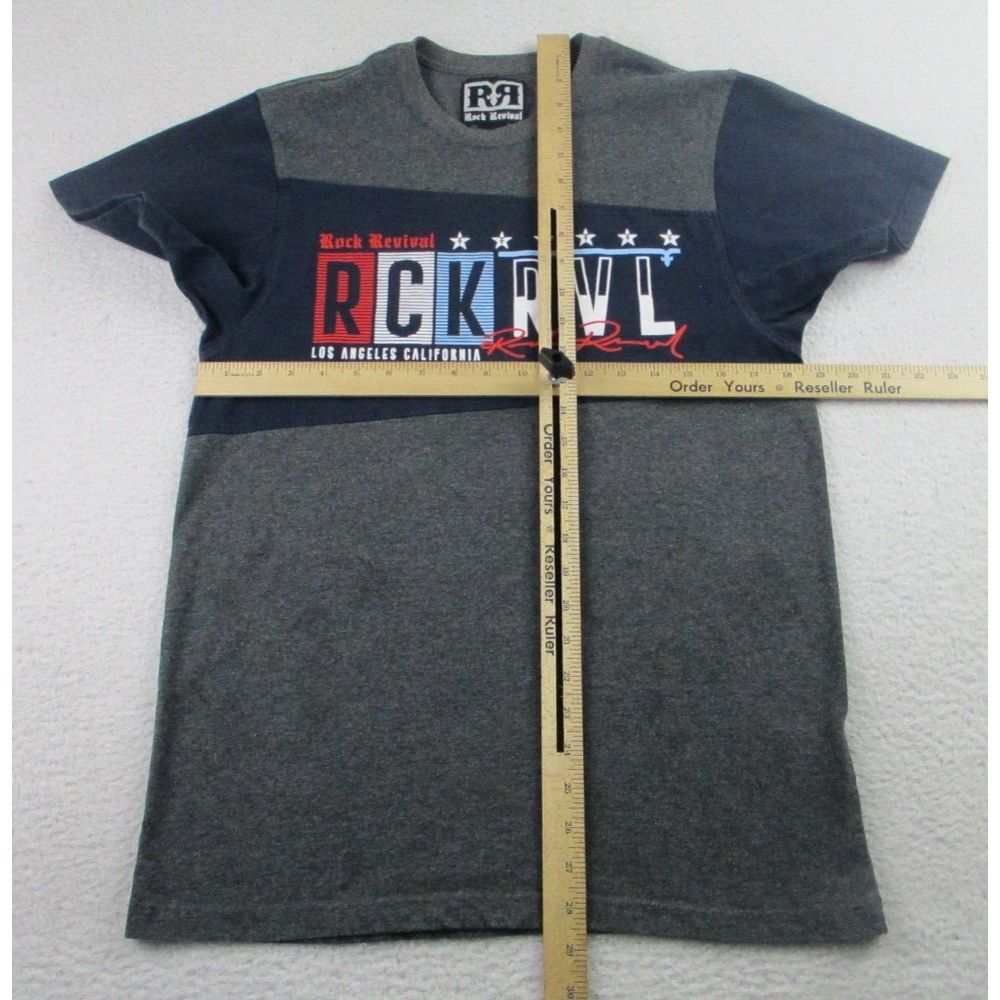 Rock‎ Revival T Shirt Mens Medium Gray Blue Short Sleeve Los Angeles CA USA Logo - Picture 5 of 9